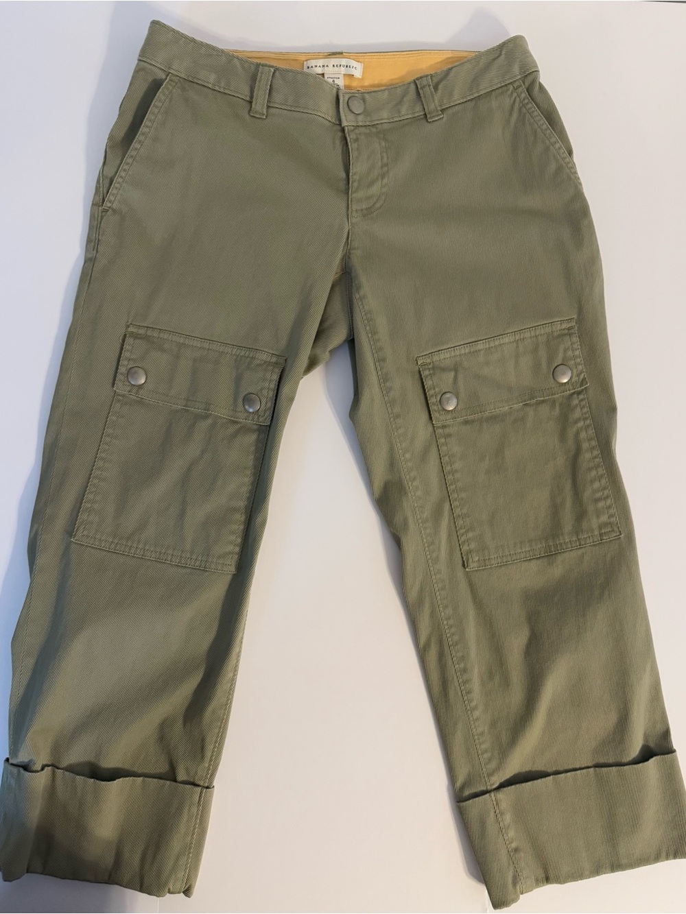 Banana Republic Olive Green Stretch Cropped Cuffed Pants Size 4